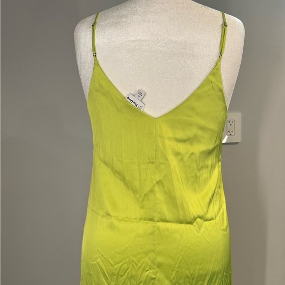 NWOT The Drop Women's Ana Silky V-neck Midi Slip Dress Lime Green - Picture 6 of 12